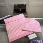 Dior Pompom Beanie & Scarf Set In Pink
