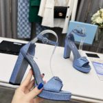 Prada Satin Platform Sandals With Crystals Blue For Women 5.3in/135mm PRD