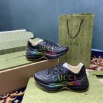 Gucci Men's Rhyton Sneakers With Iridescent Logo Black For Men 552851 DRW00 1000