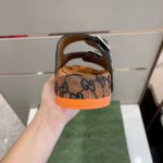 Gucci Women's Slide Sandal With Straps Orange And Green For Women 658020 2HK60