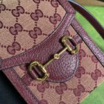 Gucci Horsebit 1955 Mini Bag Beige And Burgundy GG Supreme Canvas For Women  6.7in/17cm GG 625615F6B3G9865