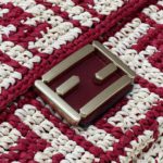 Fendi Baguette Red raffia back with crocheted FF Bag For Woman 15cm/6in