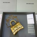 Balenciaga Hourglass Mini Handbag With Chain In Gold, For Women, Women's Bags 4.7in/12cm 6646761S49M8005