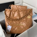 Chanel 22 Handbag Gold Hardware Shiny Camel For Women, Women's Handbags, Shoulder Bags 16.5in/38cm AS3261 B08037 NB356