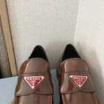 Prada Chocolate Sharp Brushed Pointed Loafers Brown For Women 1.6in/40mm PRD