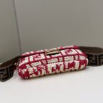 Fendi Baguette Red raffia back with crocheted FF Bag For Woman 15cm/6in