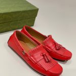 Gucci Men's Loafer With Driver Interlocking G Red For Men 624699
