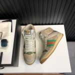 Gucci Men's GG Screener Distressed High Top Off-White Green For Men 563730 9Y9P0 9661