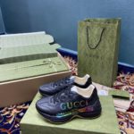 Gucci Men's Rhyton Sneakers With Iridescent Logo Black For Men 552851 DRW00 1000