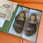 Gucci Men's Slide Sandal With Straps Beige And Ebony For Men 658020 2HK60 9791