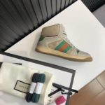 Gucci Men's GG Screener Distressed High Top Off-White Green For Men 563730 9Y9P0 9661
