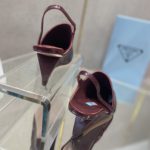 Prada Brushed Slingback Pumps Burgundy For Women 2.6in/65mm PRD