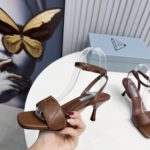 Prada Quilted Nappa Sandals Brown For Women 2.6in/65mm PRD