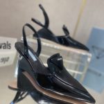 Prada Brushed Slingback Pumps Black For Women 2.6in/65mm PRD 1I885M_055_F0002_F_A065