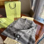 Gucci GG Lamé Lacquard Stole Scarf Grey 71in/180cm