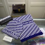 Dior Pompom Beanie & Scarf Set In Blue