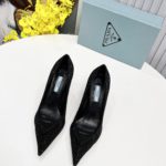 Prada Satin Slingback Pumps With Crystals Black For Women 2.2in/55mm PRD