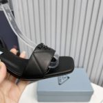 Prada Quilted Nappa Sandals Black For Women 2.6in/65mm PRD
