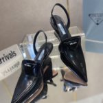 Prada Brushed Slingback Pumps Black For Women 2.6in/65mm PRD 1I885M_055_F0002_F_A065