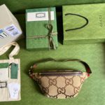 Gucci Jumbo GG Belt Bag Camel And Ebony Jumbo GG Canvas For Women  15.3in/39cm GG 696031 UKMDG 2570