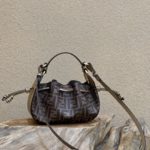 Fendi Pomodorino Brown FF Fabric Mini Bag For Woman 17cm/6.5in 8BS059AHWVF1GE3