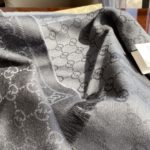 Gucci GG Lamé Lacquard Stole Scarf Grey 71in/180cm