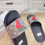 Gucci Women's GG Supreme Slides With Gucci Strawberry Black And Gray For Women 408508 G2200