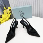 Prada Satin Slingback Pumps With Crystals Black For Women 2.2in/55mm PRD