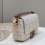 Fendi Baguette White with Embroidery Medium Bag For Woman 28cm/11in