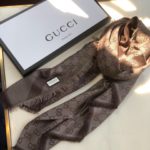 Gucci GG Jacquard Silk Wool Shawl Grey/Brown 55in/140cm