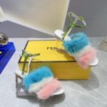 Fendi First Pink/Blue Mink High-Heeled Sandals For Women 8X8275AI12F1H01