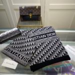 Dior Pompom Beanie & Scarf Set In Black