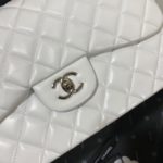 Chanel Large Classic Handbag Silver Hardware White For Women, Women's Handbags, Shoulder Bags 11.8in/30cm