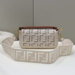 Fendi Baguette White with Embroidery Medium Bag For Woman 28cm/11in