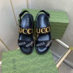 Gucci Women's Tiger And Buckle Sandal Black For Women GG