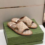 Gucci Men's GG Supreme Slide Sandal Brown And Beige For Men ‎624879