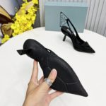 Prada Satin Slingback Pumps With Crystals Black For Women 2.2in/55mm PRD