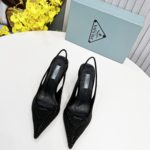 Prada Satin Slingback Pumps With Crystals Black For Women 2.2in/55mm PRD