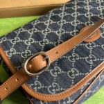 Gucci Children's GG  Messenger Bag Dark Blue And Ivory Eco Washed Organic GG Jacquard Denim For Women  11.4in/29cm GG