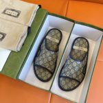 Gucci Men's GG Supreme Slide Sandal Blue And Beige For Men ‎624879