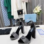 Prada Satin Platform Sandals With Crystals Black For Women 5.3in/135mm PRD 1XP53B_2AWL_F0T7O_F_135