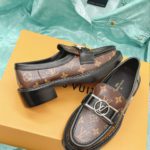 Louis Vuitton Women's Academy Loafer Silver Toned Hardware Brown For Women LV