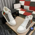 Gucci Men's GG Ace High Top Sneaker With Web White And Gray For Men