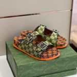 Gucci Women's Slide Sandal With Straps Orange And Green For Women 658020 2HK60