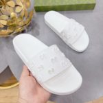 Gucci Men's Rubber GG Slide Sandals White For Men 573922 JDR00 9014