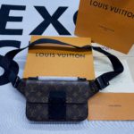 Louis Vuitton S-Lock Sling Monogram Macassar Black For Men, Men's Bags, Crossbody Bags 8.3in/21cm LV M45807