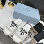 Prada Logo Detailed Sequin Slides White For Women 1.4in/35mm PRD