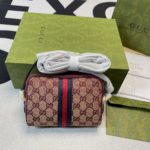 Gucci Ophidia Mini GG Bag Beige And Burgundy GG Supreme Canvas For Women  7in/17.5cm GG 517350-9Y9MS-9864