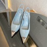 Prada Brushed Slingback Pumps Blue For Women 2.9in/75mm PRD