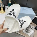 Prada Logo Detailed Sequin Slides White For Women 1.4in/35mm PRD